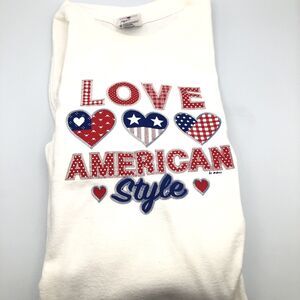 Anvil Womens Love American Style Long Sleeve T-Shirt Size Large White Large Logo